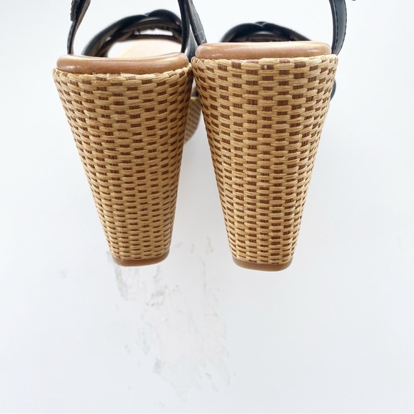 KORKS Dee Black Wedge Heel Platforms Wicker 70’s NEW - Picture 7 of 10